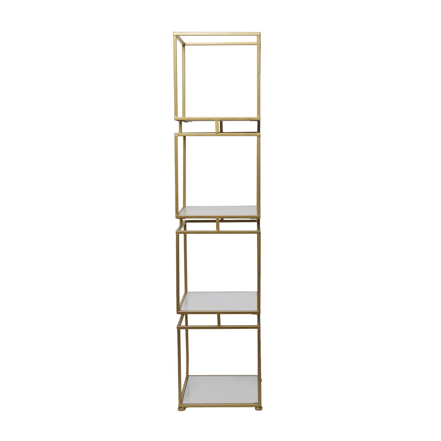 GOLD MARBLE CUBE SHELVING UNIT WITH 4 MARBLE SHELVES