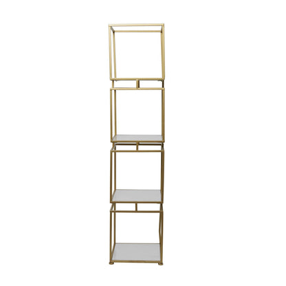 GOLD MARBLE CUBE SHELVING UNIT WITH 4 MARBLE SHELVES