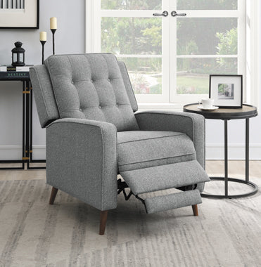 Upholstered Tufted Push Back Recliner Grey
