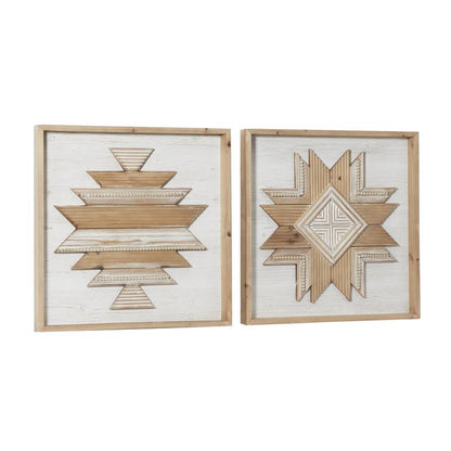 BROWN WOOD GEOMETRIC HANDMADE SOUTHWESTERN BEADED WALL DECOR