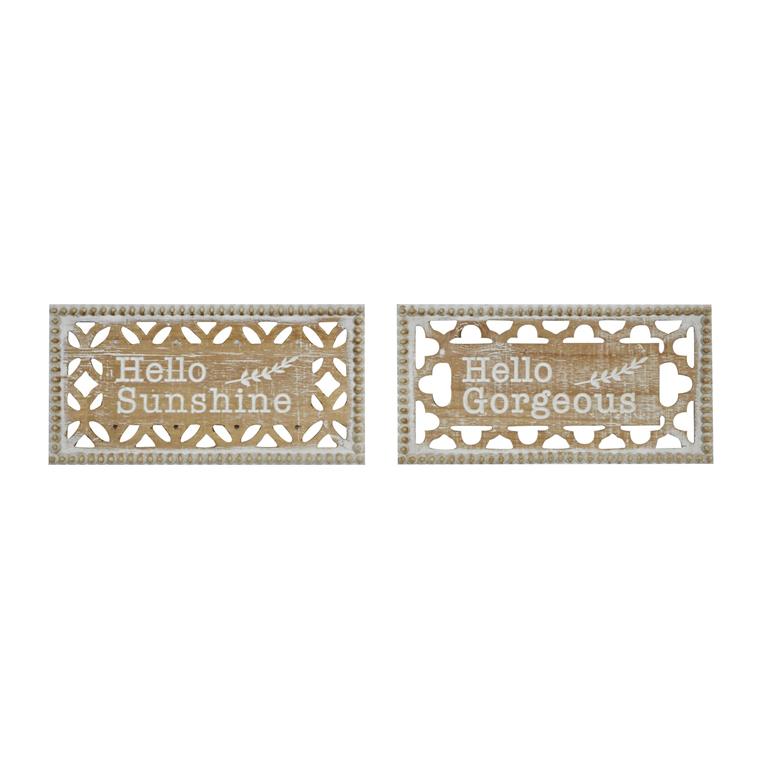 WHITE WOOD FARMHOUSE BEADED SIGN WALL DECOR