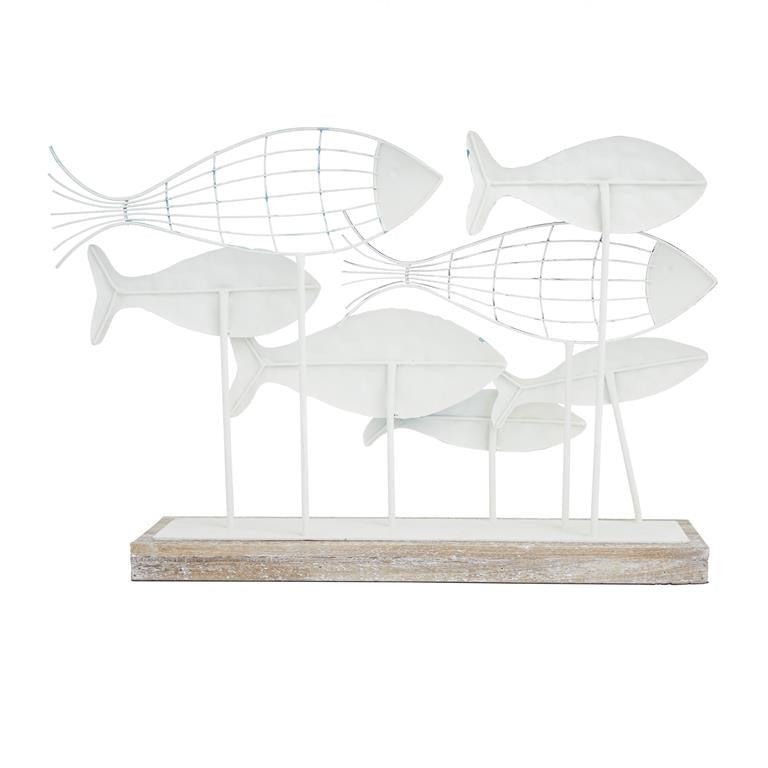 BLUE METAL FISH SCULPTURE