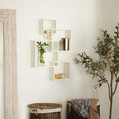 WHITE WOOD CONTEMPORARY WALL SHELF