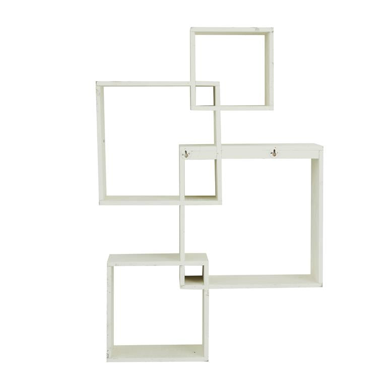 WHITE WOOD CONTEMPORARY WALL SHELF