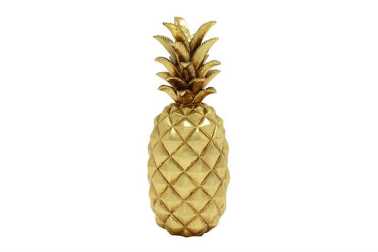 GOLD POLYSTONE FRUIT PINEAPPLE SCULPTURE