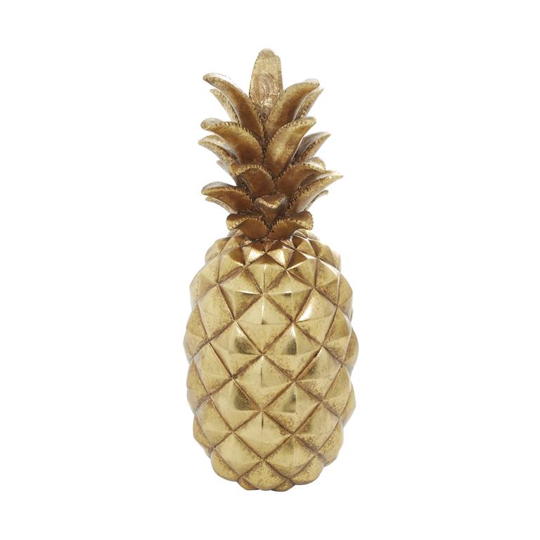 GOLD POLYSTONE FRUIT PINEAPPLE SCULPTURE