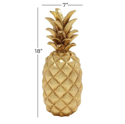 GOLD POLYSTONE FRUIT PINEAPPLE SCULPTURE