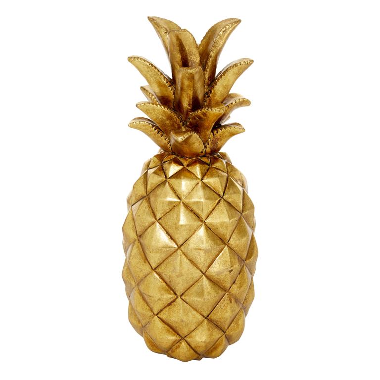 GOLD POLYSTONE FRUIT PINEAPPLE SCULPTURE