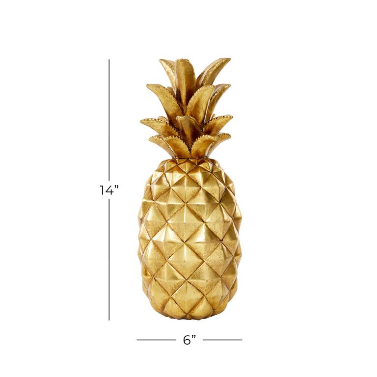 GOLD POLYSTONE FRUIT PINEAPPLE SCULPTURE