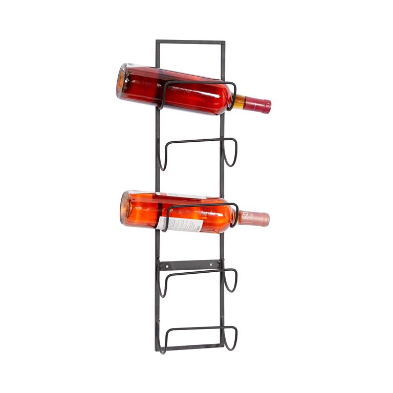 BLACK METAL 5 BOTTLE WALL WINE RACK