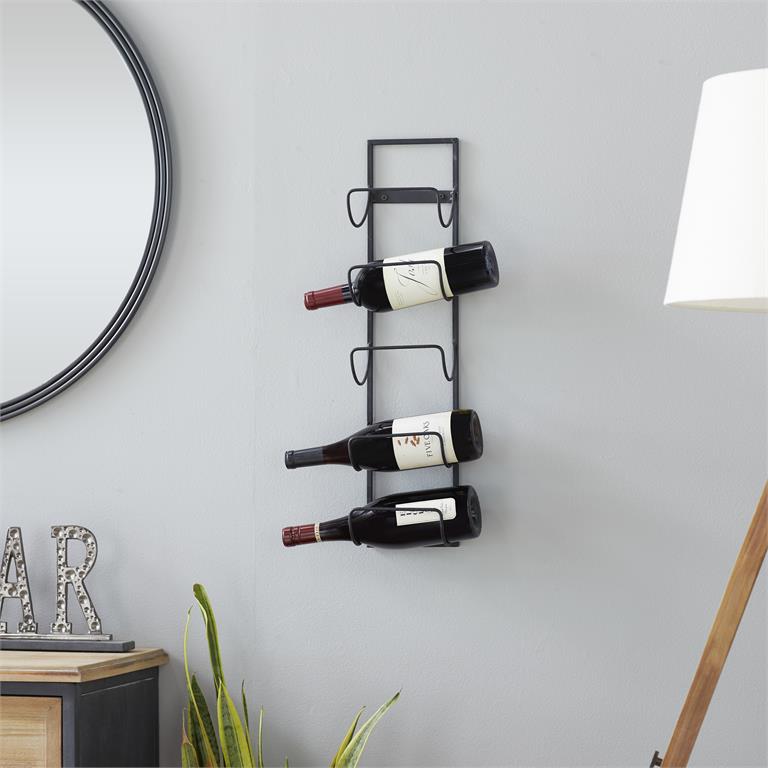 BLACK METAL 5 BOTTLE WALL WINE RACK