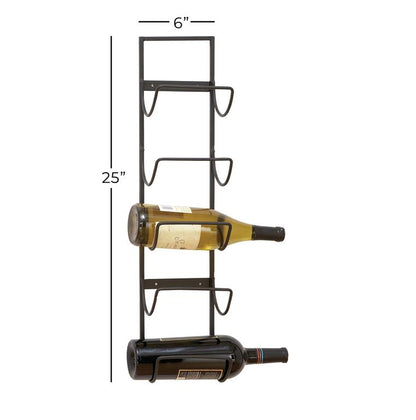 BLACK METAL 5 BOTTLE WALL WINE RACK