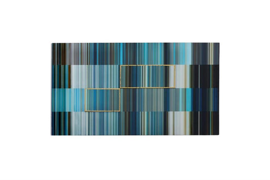 BLUE CONTEMPORARY ABSTRACT WOOD WALL DECOR,