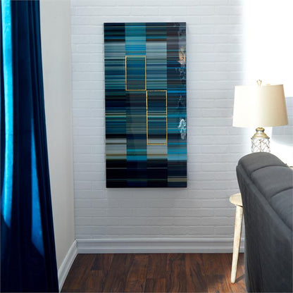 BLUE CONTEMPORARY ABSTRACT WOOD WALL DECOR,