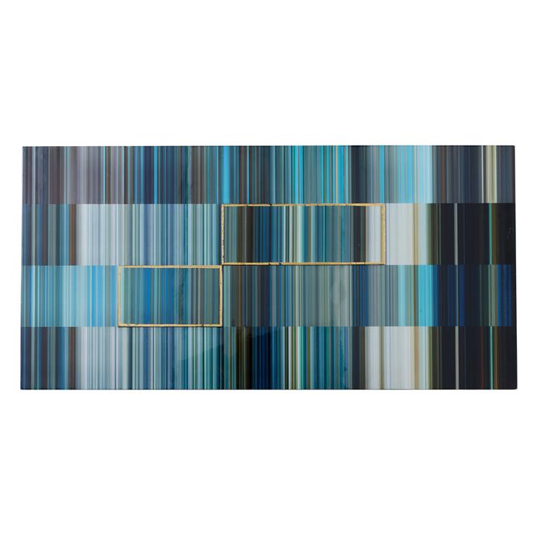 BLUE CONTEMPORARY ABSTRACT WOOD WALL DECOR,