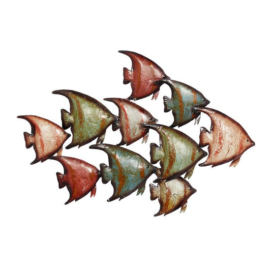 MULTI COLORED METAL FISH INDOOR OUTDOOR WALL DECOR