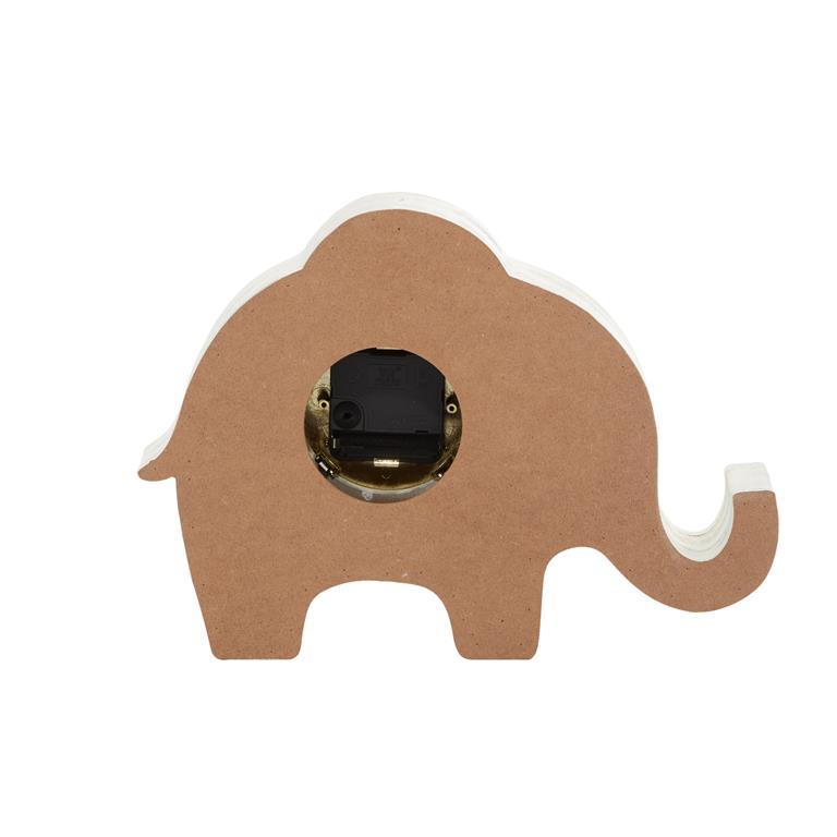 WHITE WOOD ELEPHANT CLOCK