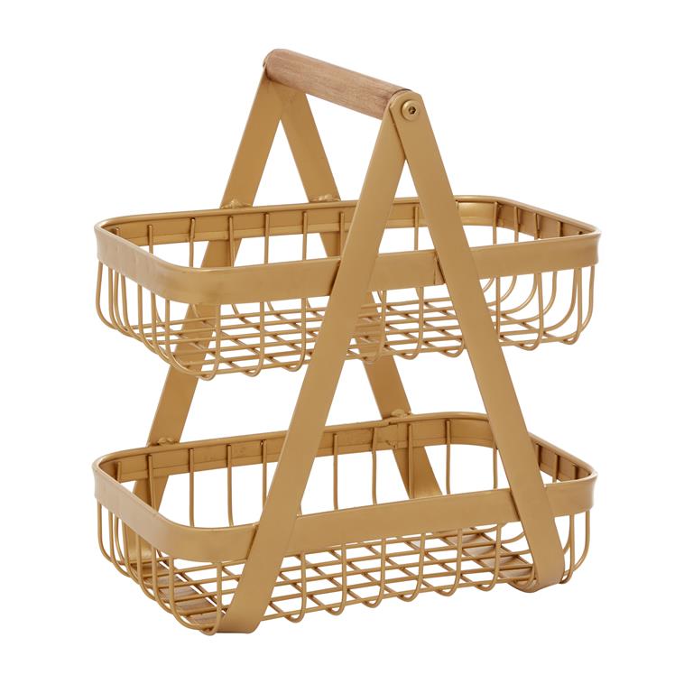GOLD METAL MODERN STORAGE BASKET