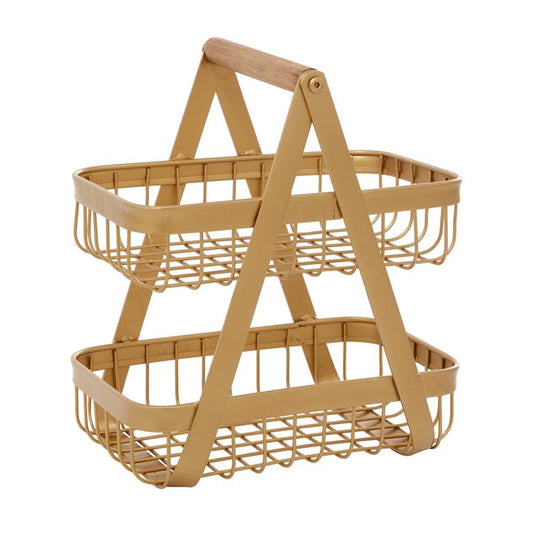 GOLD METAL MODERN STORAGE BASKET
