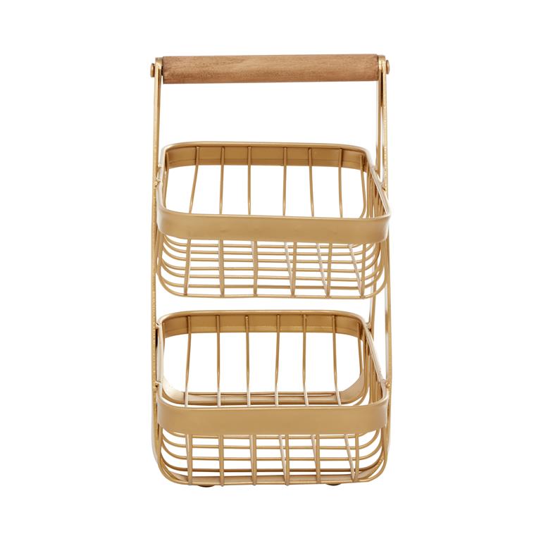GOLD METAL MODERN STORAGE BASKET
