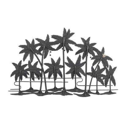 GREEN METAL TREE INDOOR OUTDOOR PALM WALL DECOR