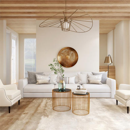 GOLD METAL ACCENT TABLE WITH SHADED GLASS TOP