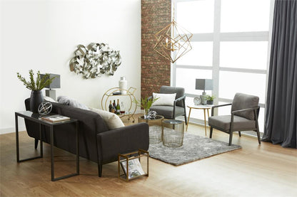 GOLD METAL ACCENT TABLE WITH SHADED GLASS TOP