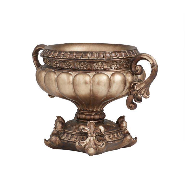 BRONZE POLYSTONE ORNATE DECORATIVE BOWL