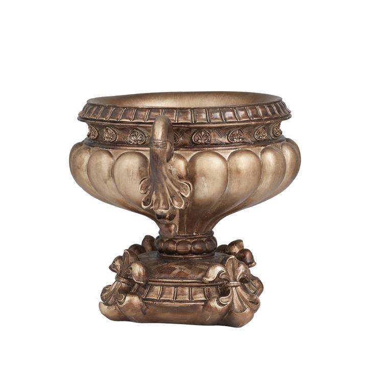 BRONZE POLYSTONE ORNATE DECORATIVE BOWL