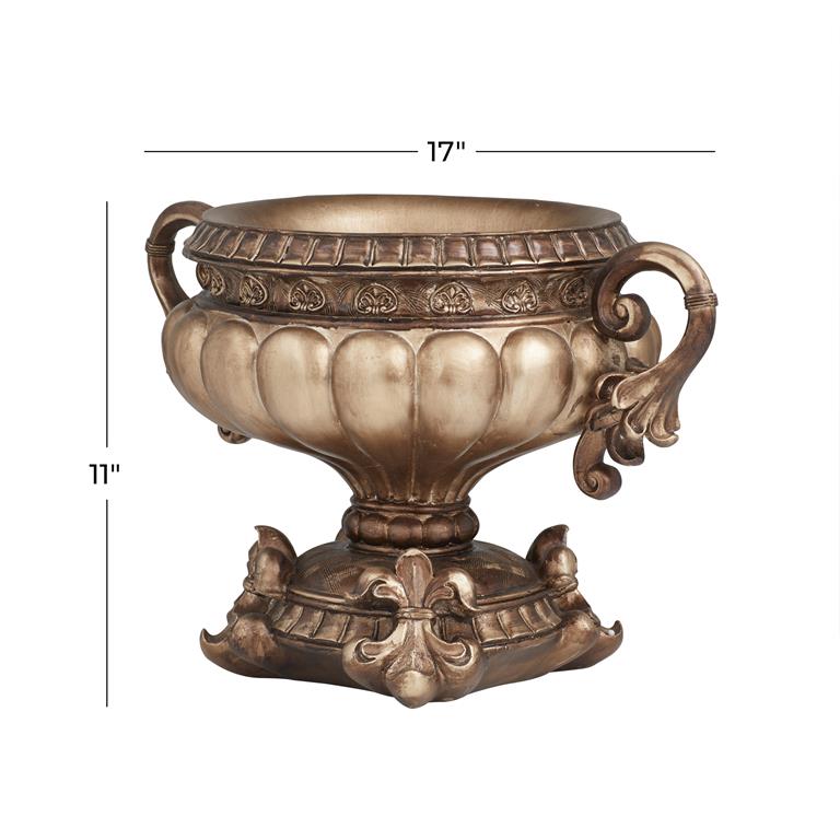 BRONZE POLYSTONE ORNATE DECORATIVE BOWL