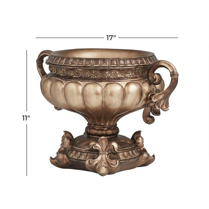 BRONZE POLYSTONE ORNATE DECORATIVE BOWL