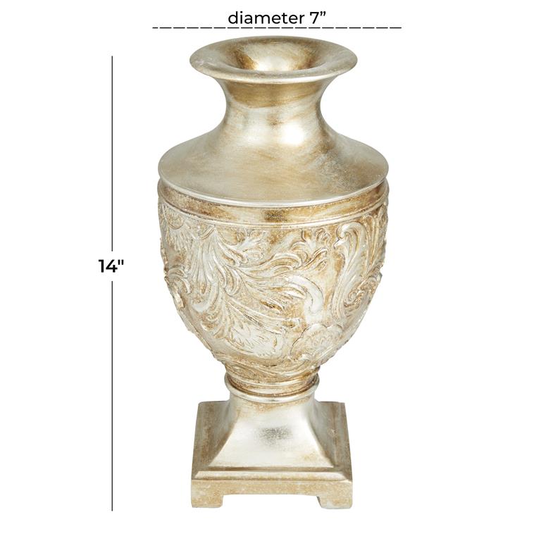 GOLD POLYSTONE CARVED VASE