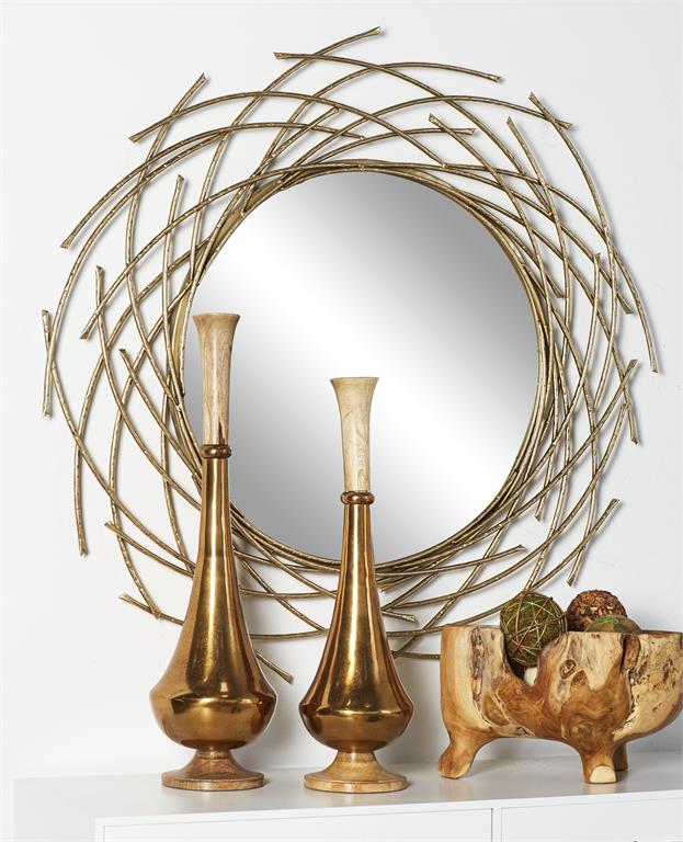 COSMOLIVING BY COSMOPOLITAN GOLD METAL STARBURST WALL MIRROR