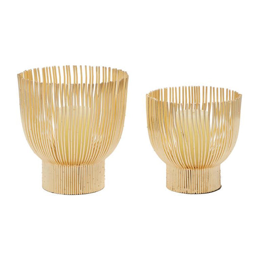 COSMOLIVING BY COSMOPOLITAN GOLD METAL TEALIGHT CANDLE LANTERN
