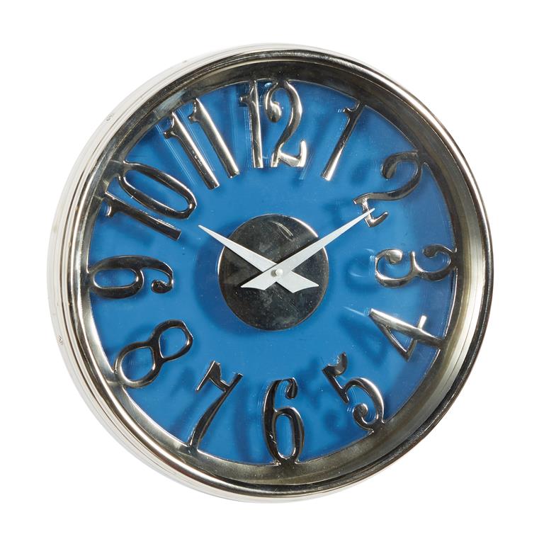 BLUE ALUMINUM CONTEMPORARY WALL CLOCK,