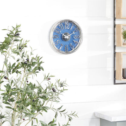 BLUE ALUMINUM CONTEMPORARY WALL CLOCK,