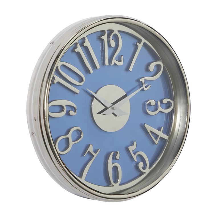 BLUE ALUMINUM CONTEMPORARY WALL CLOCK,