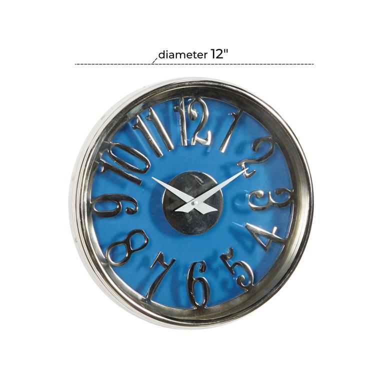 BLUE ALUMINUM CONTEMPORARY WALL CLOCK,