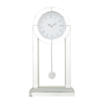 SILVER WOOD MIRRORED PENDULUM CLOCK
