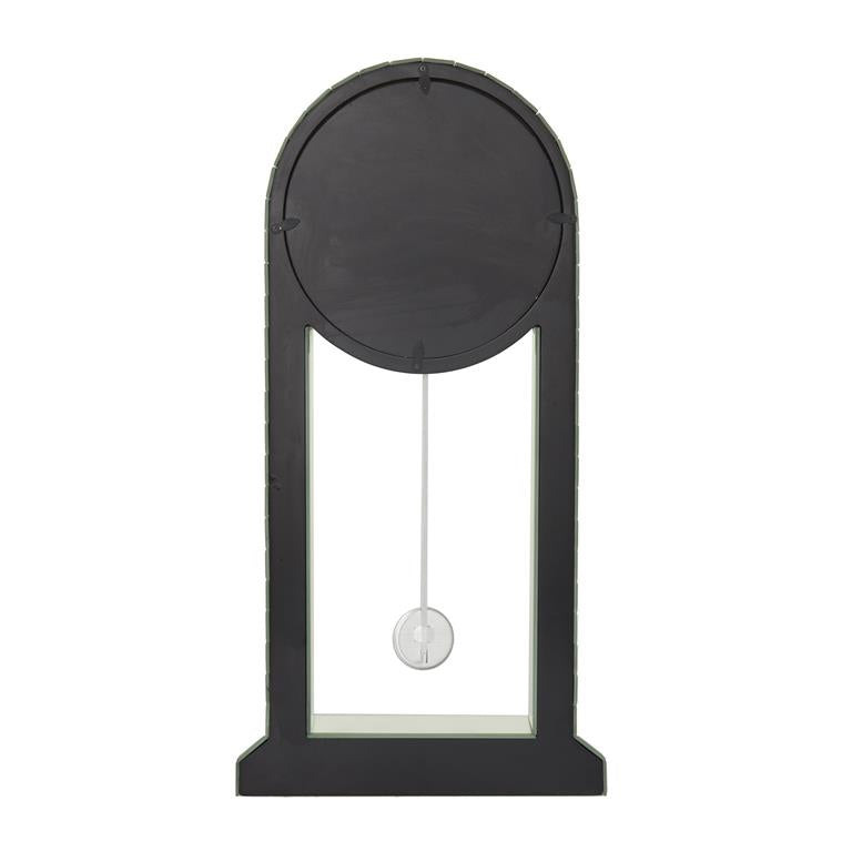 SILVER WOOD MIRRORED PENDULUM CLOCK