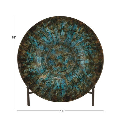 GREEN GLASS GEOMETRIC MOSAIC INSPIRED CHARGER WITH STAND