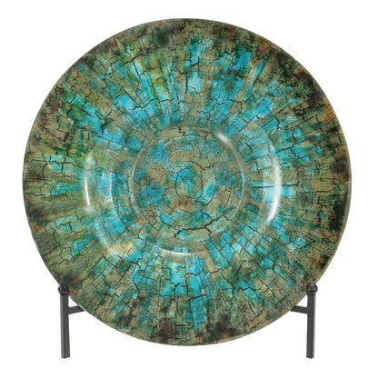 GREEN GLASS GEOMETRIC MOSAIC INSPIRED CHARGER WITH STAND