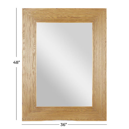 BROWN WOOD TRADITIONAL WALL MIRROR,