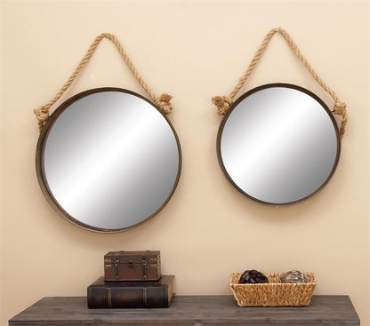 BROWN METAL INDUSTRIAL WALL MIRROR