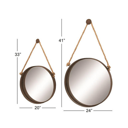 BROWN METAL INDUSTRIAL WALL MIRROR