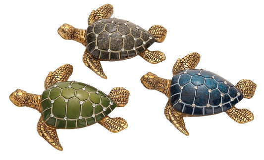 BROWN POLYSTONE TURTLE SCULPTURE, 3 ASSORTED