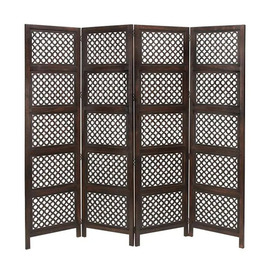 Brown Wood Traditional Room Divider Screen
