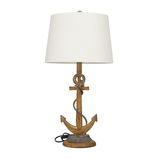 BROWN POLYSTONE TABLE LAMP