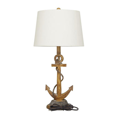 BROWN POLYSTONE TABLE LAMP