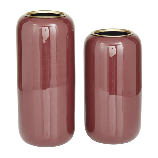 RED METAL VASE,